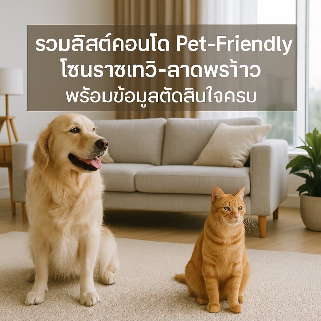 รวมลิสต์คอนโด Pet-Friendly โซนราชเทวี-ลาดพร้าว พร้อมข้อมูลตัดสินใจครบ