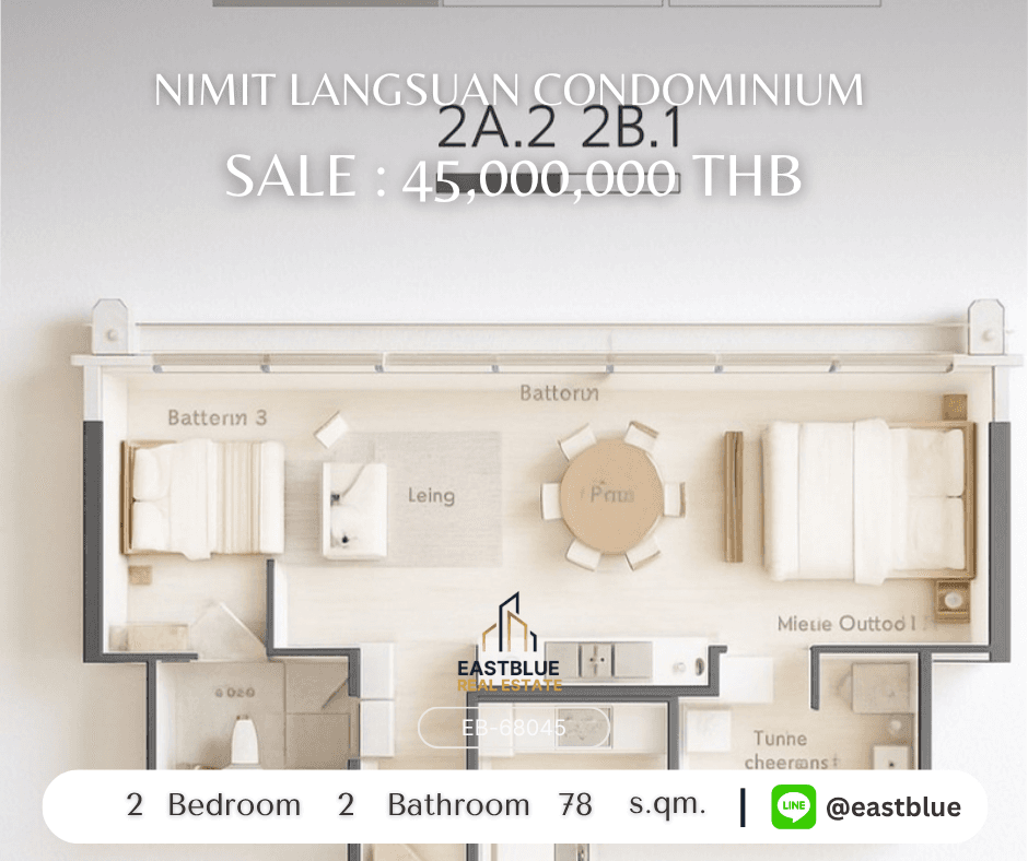 ขาย/เช่า คอนโด Nimit Langsuan Condominium · 2 ห้องนอน · 78 ตร.ม.