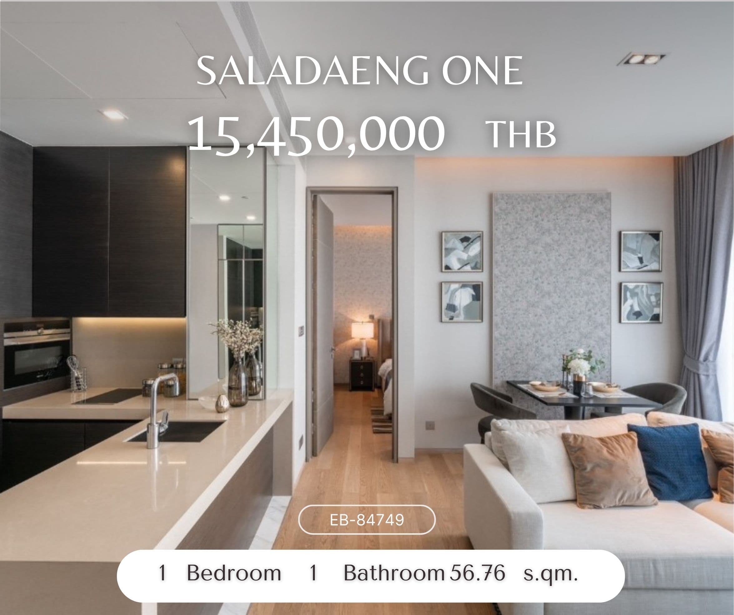 ขาย/เช่า คอนโด Saladaeng One · 1 ห้องนอน · 56.76 ตร.ม.