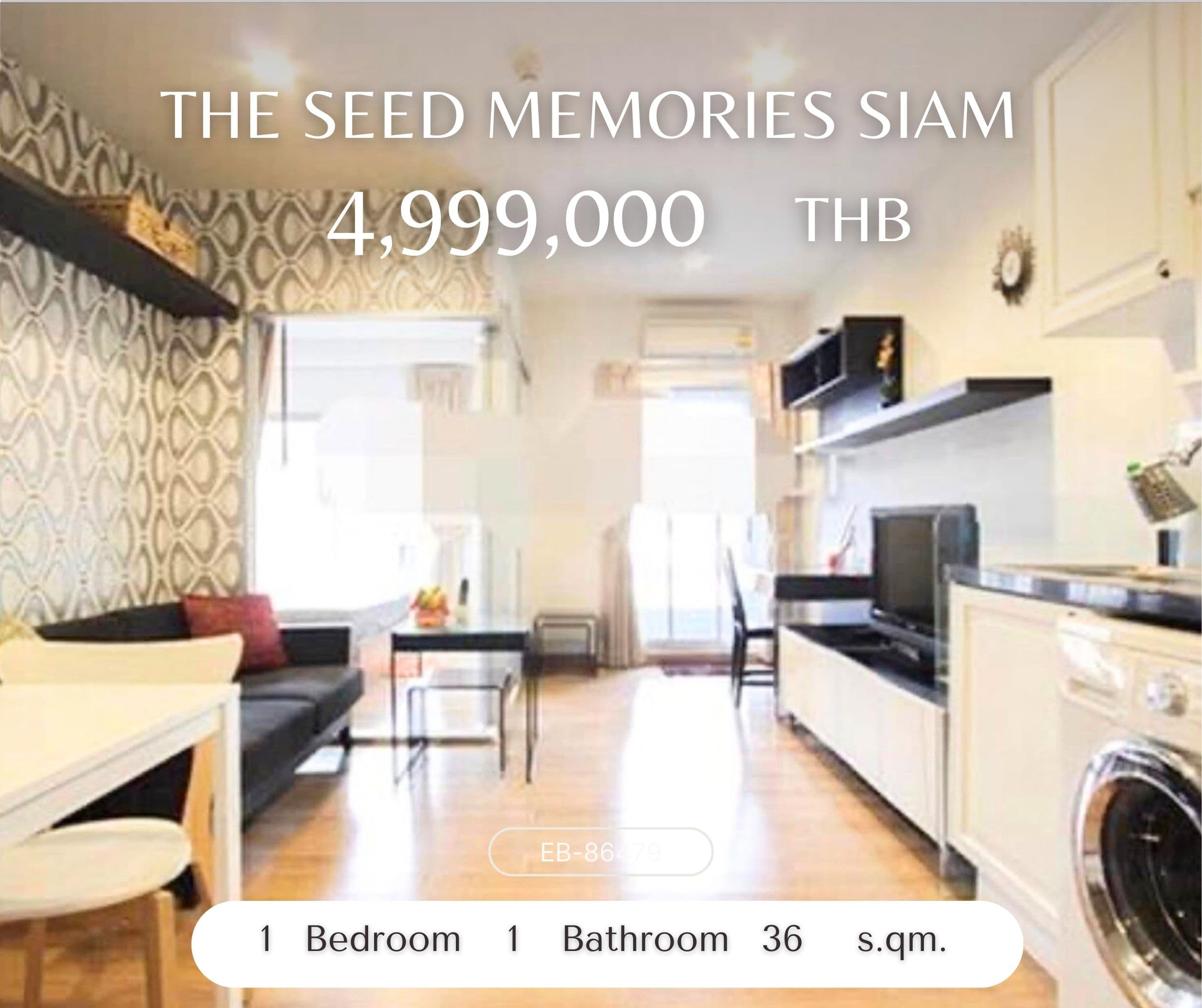 The Seed Memories Siam · 1 Bed Condo, 36 sqm, for Sale
