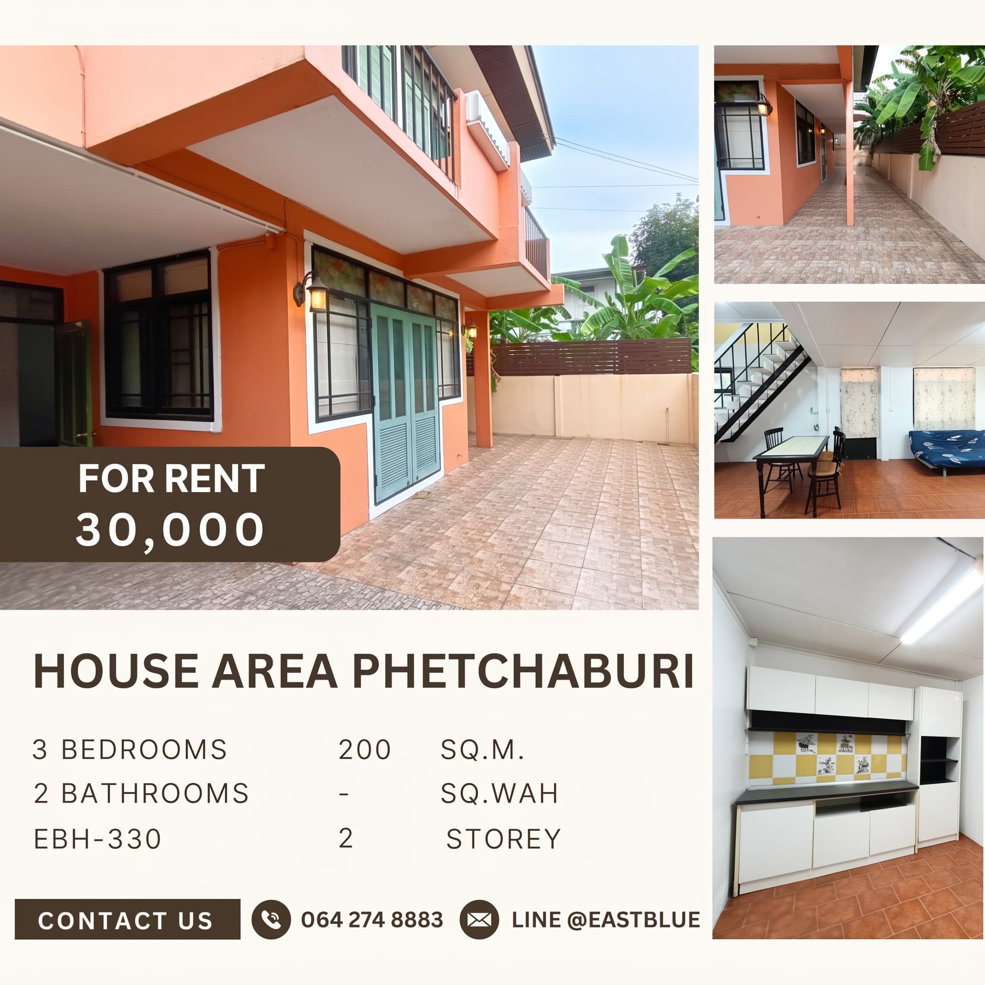 ให้เช่า บ้านเดี่ยว House area Phetchaburi · 3 ห้องนอน · 200 ตร.ม.