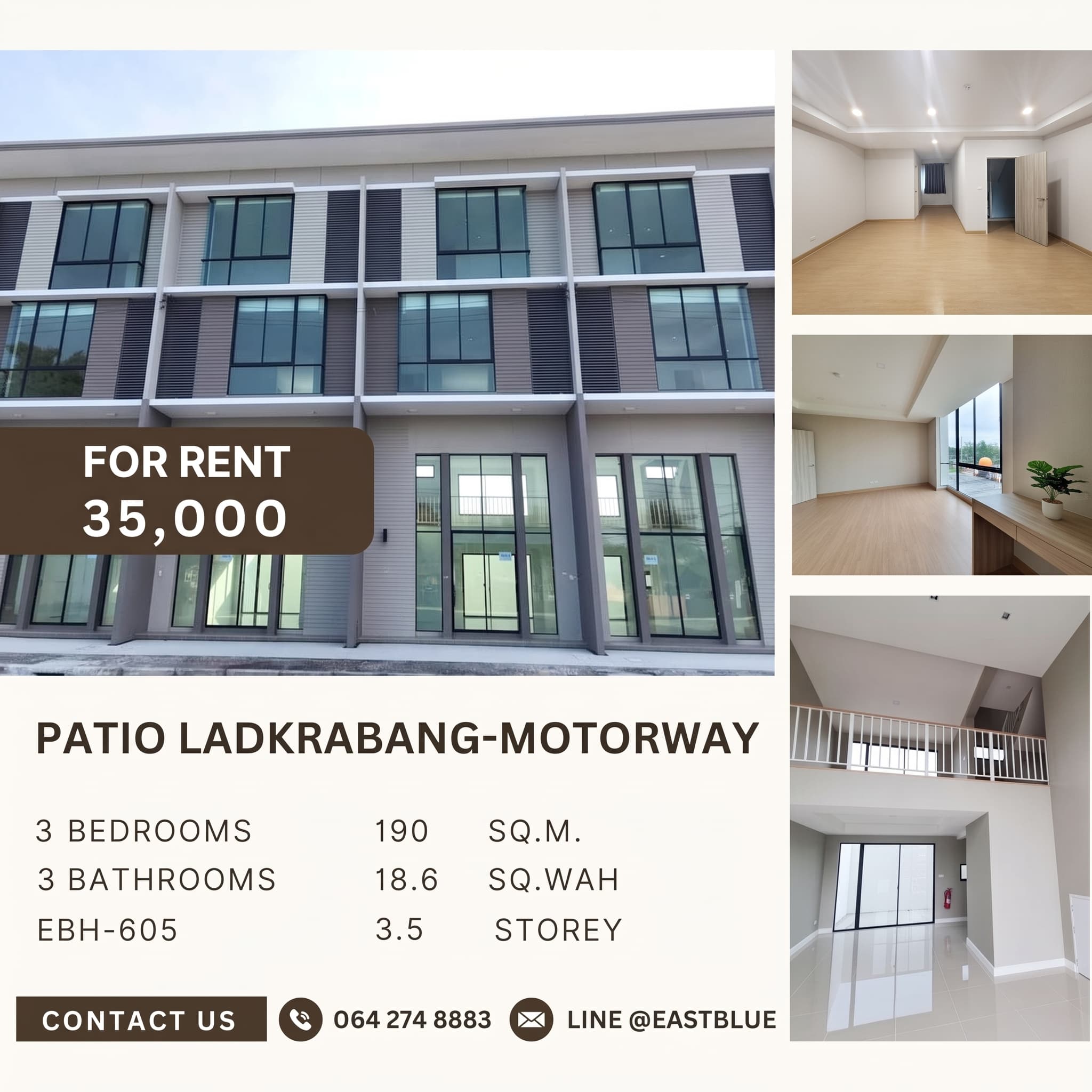 ขาย/เช่า อาคารพาณิชย์ Patio Ladkrabang-Motorway · 3 ห้องนอน · 190 ตร.ม.