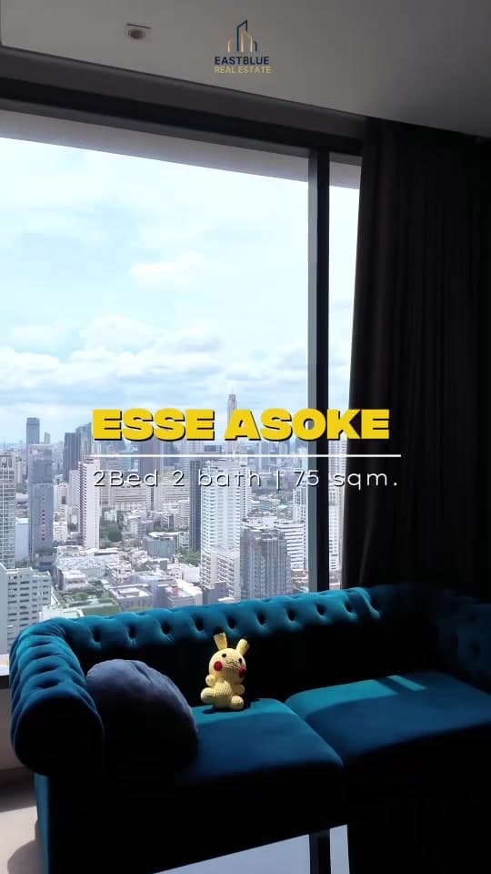 The Esse Asoke ID : EB-20579PRY 2 Bed 2 Baht Size :75 sqm Rental Price : 80,000 THB per month Selling Price : 19,000,000 THB BTS / MRT :AsokeSukhumvit